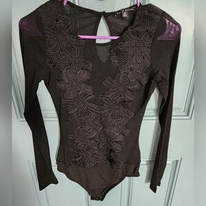 Haute Monde Black Floral Lace Bodysuit